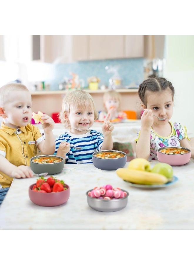 ShineMe 4 pack Baby Bowls, Stainless Steel Bowls for Kids with Removable Colorful Silicone Sleeve, Unbreakable Toddler Bowls for Soup, Cereal, Yogurt, Snacks... - Image 5