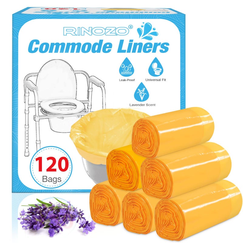 RINOZO Commode Liners for Bedside Portable Toilet Chair Bucket 120 Count Lavender Scented Disposable Waste Bags for Adults Universal Fit - Image 3