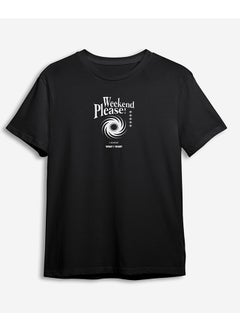 Black Text Printed Regular Cut T-shirt TMNSS24TS00239