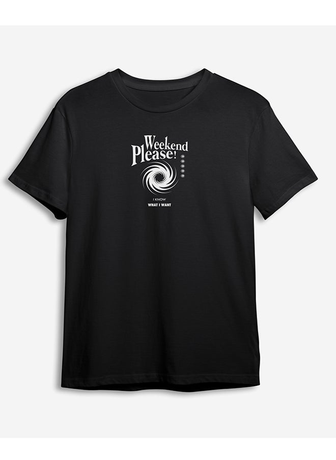trendyol - Black Text Printed Regular Cut T-shirt TMNSS24TS00239 - Image 1