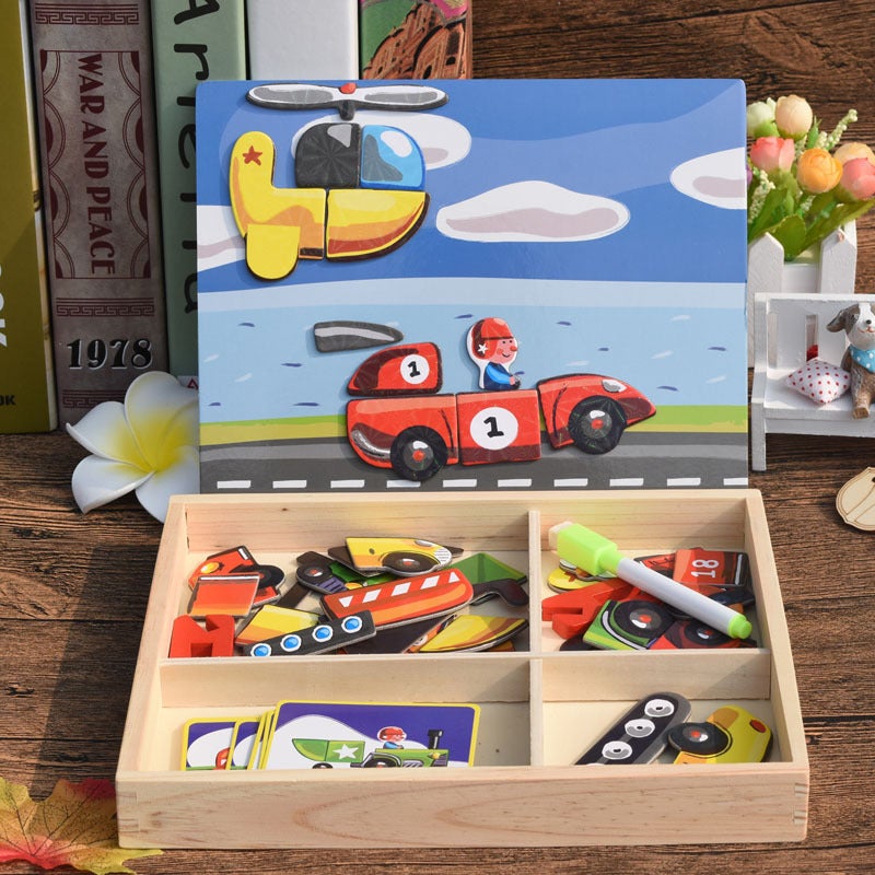 Puzzle Children'S Educational Drawing Board Magnetic Puzzle Two-In-One Toys Various Versatile Dress-Up Toys Gifts - Image 4