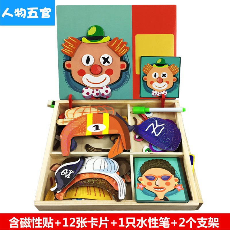 Puzzle Children'S Educational Drawing Board Magnetic Puzzle Two-In-One Toys Various Versatile Dress-Up Toys Gifts - Image 1