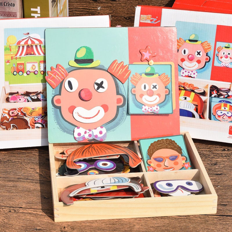 Puzzle Children'S Educational Drawing Board Magnetic Puzzle Two-In-One Toys Various Versatile Dress-Up Toys Gifts - Image 2