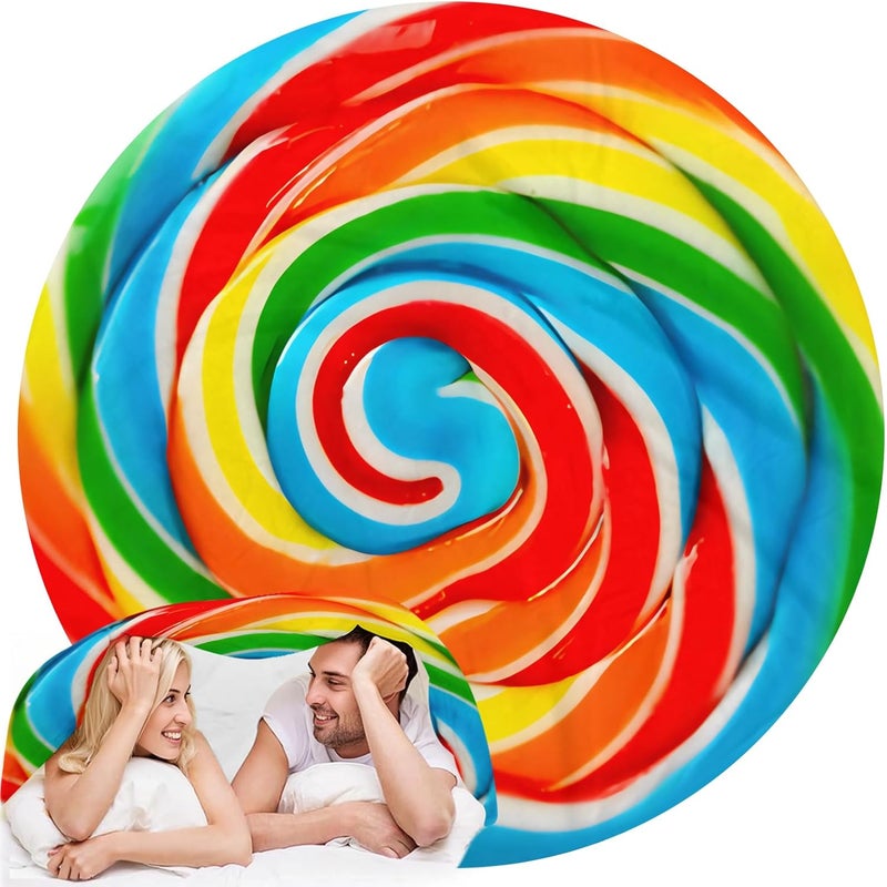 Abaysto Rainbow Lollipop Throw Blanket for Nursery Toddler Baby Kids Plush Round Food Blanket Gifts for Adults Boys, Girls 120CM - Image 1