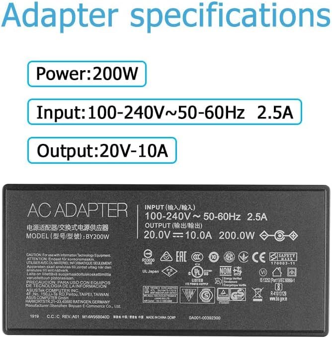 Wistar 200W AC Adapter for ASUS TUF Dash Gaming F17 F15 A17 A15 (2022 2021) FX707 FX517,ROG Zephyrus G14 (2023) GA402/G15 (2022) GA503,ROG Strix G17 G15 (2022) G713 G513 Laptop Charger - Image 5