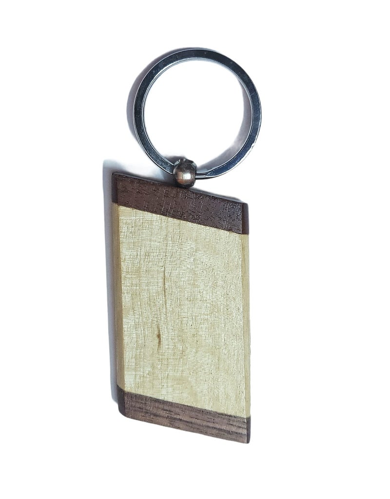 Kidultz Empty Wooden Keychain For Diy Projects - Laser Engravable, Printable & Writable Pack Of 10 Different Shapes (Crossed Rectangle Shapebrown) - Image 4