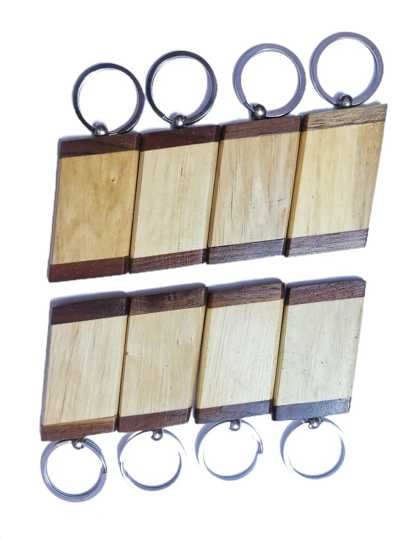 Kidultz Empty Wooden Keychain For Diy Projects - Laser Engravable, Printable & Writable Pack Of 10 Different Shapes (Crossed Rectangle Shapebrown) - Image 1