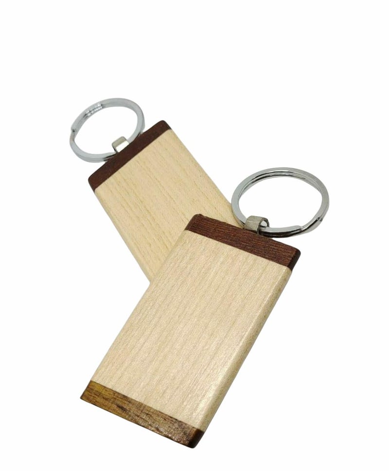 Kidultz Empty Wooden Keychain For Diy Projects - Laser Engravable, Printable & Writable Pack Of 10 Different Shapes (Crossed Rectangle Shapebrown) - Image 5