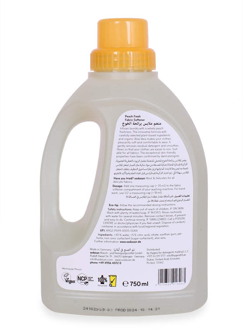sodasan 100% Natural Peach Fresh Fabric Softener 750ML - Image 2