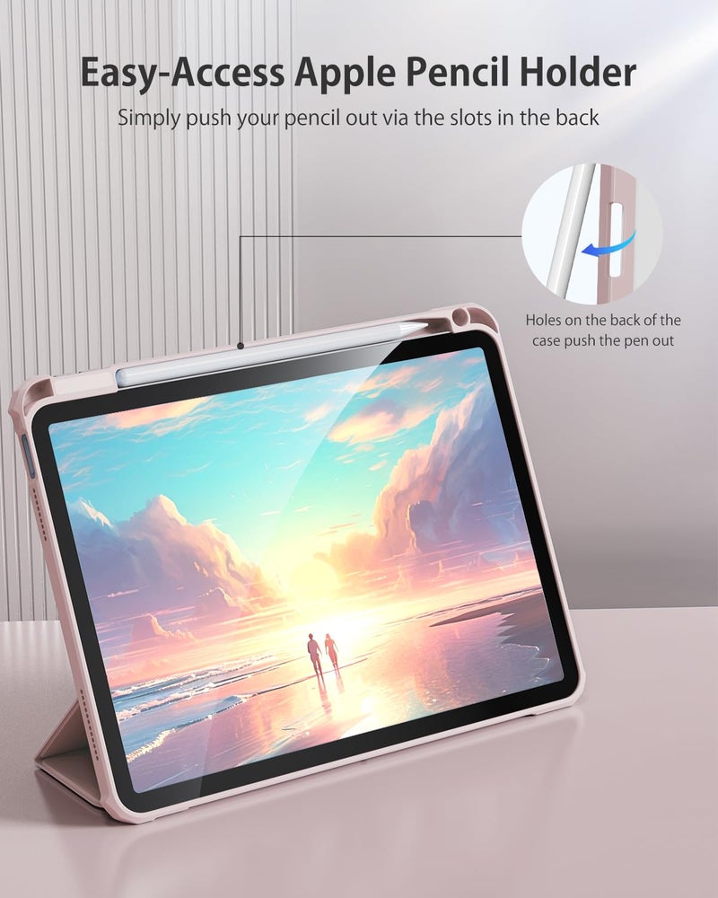 Aoub Case for iPad (A16) 11th Generation 11 inch 2025, iPad 10th Generation 10.9 inch 2022 with Pencil Holder, Clear Transparent Back Shell with Shockproof Cover, Auto Sleep/Wake, Pink - Image 5