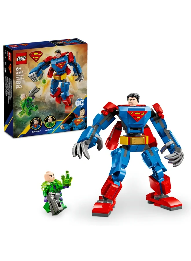LEGO DC Superman Mech vs. Lex Luthor, Super Heroes Toy with 2 Minifigures, a Stud Shooter & Kryptonite - Buildable Figure Set - Gift 6 Plus Year Old Boys & Girls 76302 (120 pieces)