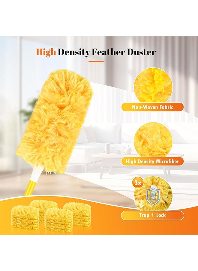 انت تعبئة 20 قطعة من الأقمشة بغبار دوار، تعبئة بغبار كهروستاتيكي صغير بزاوية 360 درجة للخدمة الشاقة مع مقبض واحد، مجموعة غبار غير معطرة، تعبئة متعددة الأسطح للتنظيف، غبار ألياف كهروستاتيكية صغيرة قابل للتخلص منها - Image 4