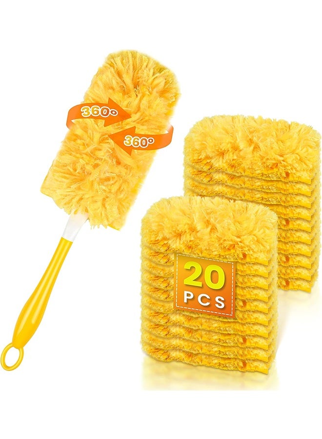 انت تعبئة 20 قطعة من الأقمشة بغبار دوار، تعبئة بغبار كهروستاتيكي صغير بزاوية 360 درجة للخدمة الشاقة مع مقبض واحد، مجموعة غبار غير معطرة، تعبئة متعددة الأسطح للتنظيف، غبار ألياف كهروستاتيكية صغيرة قابل للتخلص منها - Image 1