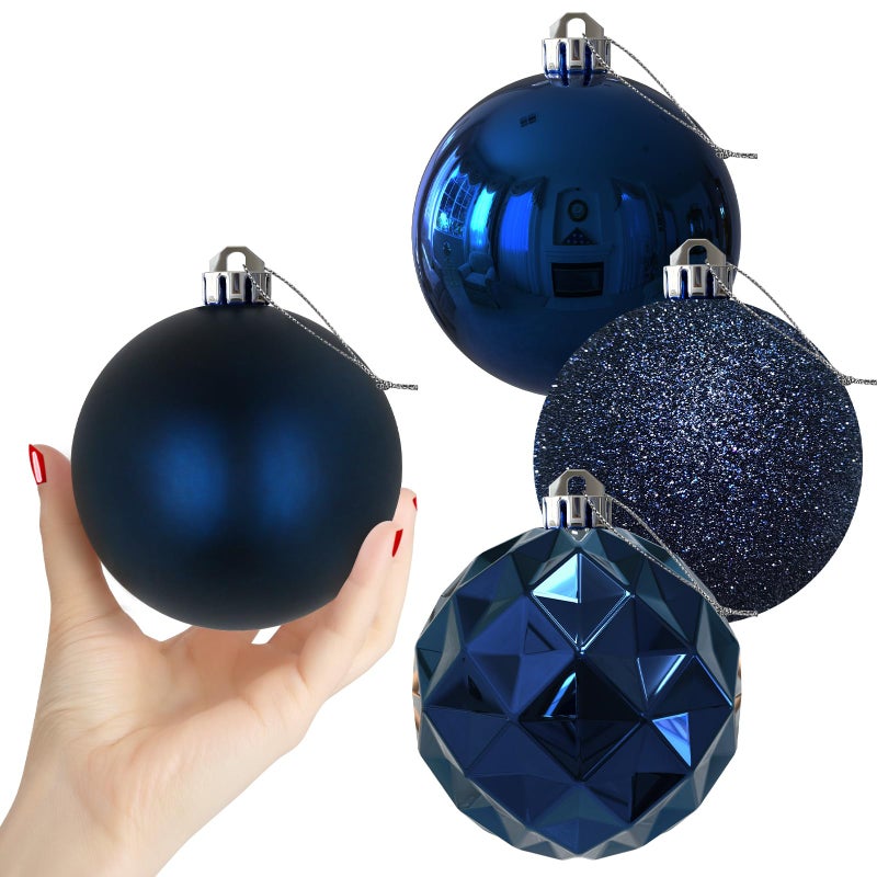 GameXcel Navy Blue 4.0"" Large Christmas Balls - Christmas Tree Decoration Ornaments Shatterproof Hanging Balls for Birthday Halloween Holiday Wedding Decorations Set of 4pcs - Image 1