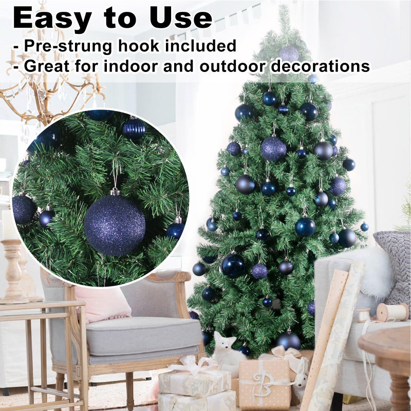 GameXcel Navy Blue 4.0"" Large Christmas Balls - Christmas Tree Decoration Ornaments Shatterproof Hanging Balls for Birthday Halloween Holiday Wedding Decorations Set of 4pcs - Image 5