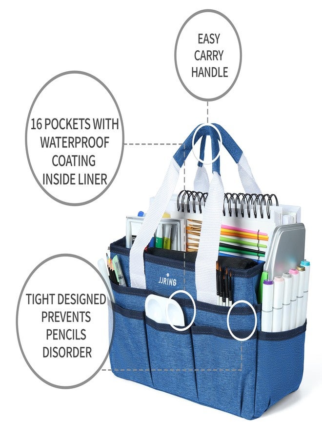 JJRING Craft Organizer Tote Bag, Large Art Storage Box with Multiple Pockets, Dark Purple Sewing Bag for Arts, Crafts, Scrapbooking, School, Medicine and Office Supplies - Image 4