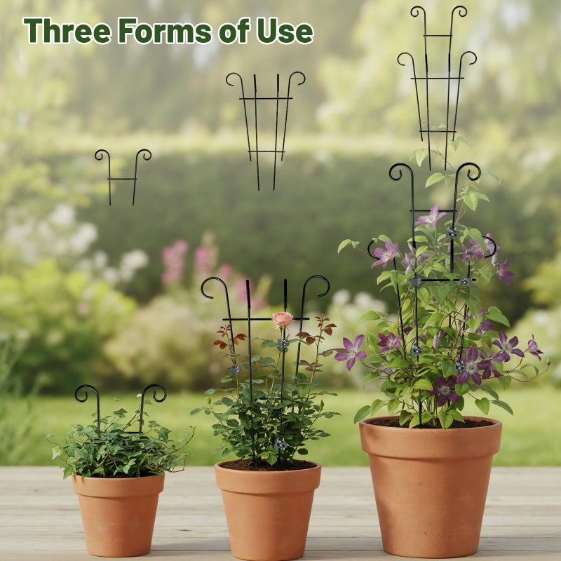 Dntorx 25.6 Inch Plant Trellis for Climbing Plants, 4 Pack Metal Garden Trellis for Potted Plants Indoor House Plant Climber Support Stakes with Plant Clips for Monstera Pothos Hoya Ivy Flower - Image 4