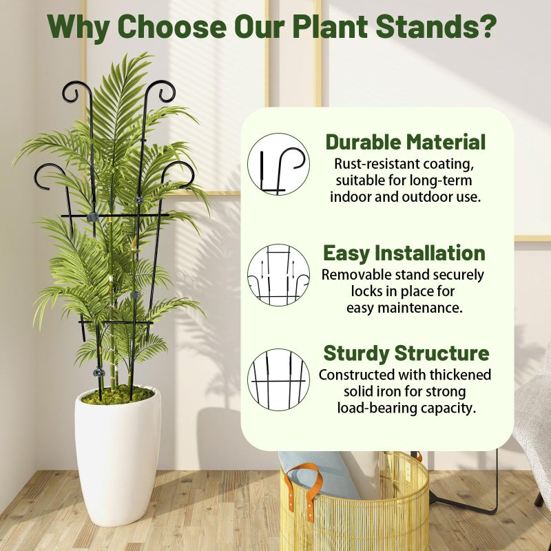 Dntorx 25.6 Inch Plant Trellis for Climbing Plants, 4 Pack Metal Garden Trellis for Potted Plants Indoor House Plant Climber Support Stakes with Plant Clips for Monstera Pothos Hoya Ivy Flower - Image 3