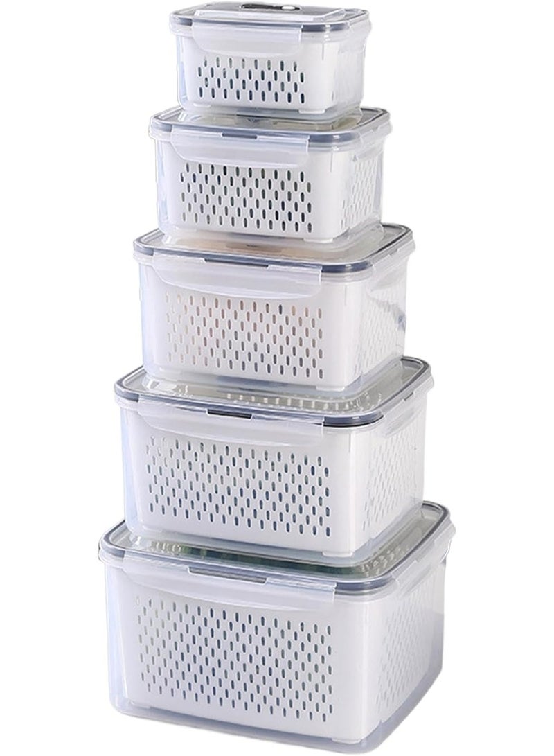 Joyelink Outdoor Handheld Picnic Box - Field Fruit & Vegetable Organiser - Picnic Double Drainer - Berry Organiser - Fresh Food Organiser - Food Organiser with Lid - Fruit Organiser with Strainer - Fridge Fruit & Food Organiser Set - Image 2