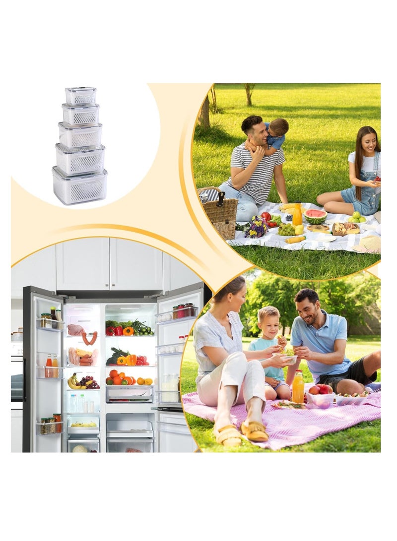 Joyelink Outdoor Handheld Picnic Box - Field Fruit & Vegetable Organiser - Picnic Double Drainer - Berry Organiser - Fresh Food Organiser - Food Organiser with Lid - Fruit Organiser with Strainer - Fridge Fruit & Food Organiser Set - Image 3