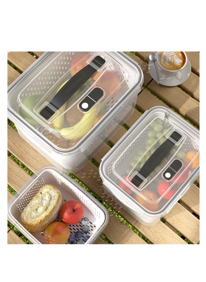 Joyelink Outdoor Handheld Picnic Box - Field Fruit & Vegetable Organiser - Picnic Double Drainer - Berry Organiser - Fresh Food Organiser - Food Organiser with Lid - Fruit Organiser with Strainer - Fridge Fruit & Food Organiser Set - Image 4