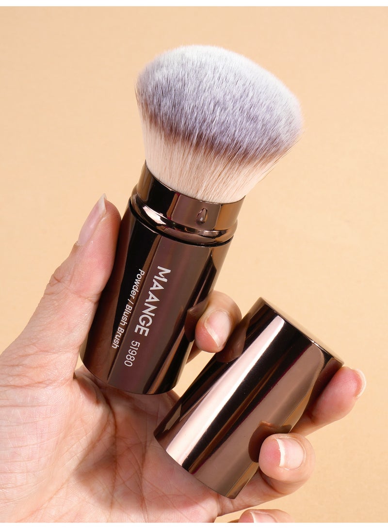MAANGE 1Pcs Foundation Makeup Brush, Travel Makeup Brush for Foundation, Portable Liquid Foundation Brush with Cover Perfect for Blending Liquid, Cream or Flawless Powder Cosmetics Brown - Image 4