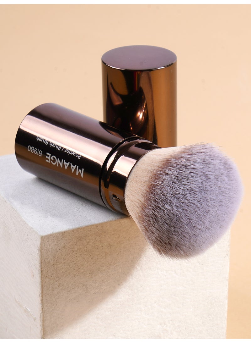 MAANGE 1Pcs Foundation Makeup Brush, Travel Makeup Brush for Foundation, Portable Liquid Foundation Brush with Cover Perfect for Blending Liquid, Cream or Flawless Powder Cosmetics Brown - Image 2