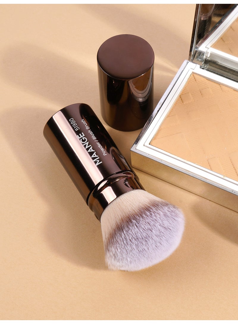 MAANGE 1Pcs Foundation Makeup Brush, Travel Makeup Brush for Foundation, Portable Liquid Foundation Brush with Cover Perfect for Blending Liquid, Cream or Flawless Powder Cosmetics Brown - Image 3