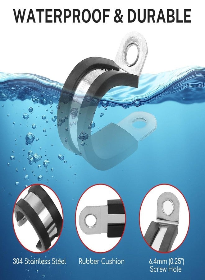 SUNKOO 20pcs 5/8 inch (16mm) Cable Clamps, Stainless Steel Wire Clamps, Rubber Cushioned Insulated Clamp Metal Conduit Clamp for Pipes, Tubes, Hose, Wiring, Cables - Image 3