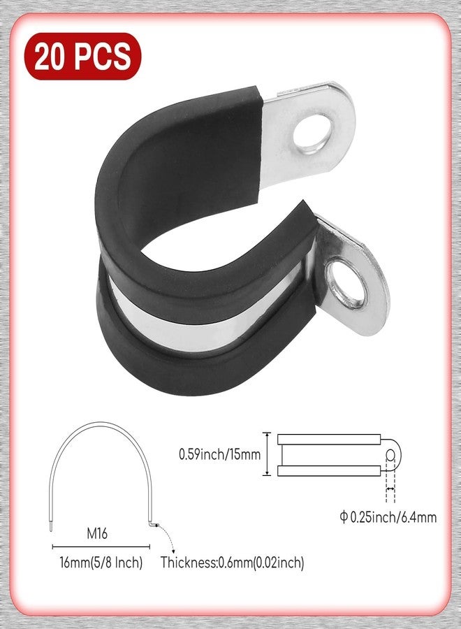 SUNKOO 20pcs 5/8 inch (16mm) Cable Clamps, Stainless Steel Wire Clamps, Rubber Cushioned Insulated Clamp Metal Conduit Clamp for Pipes, Tubes, Hose, Wiring, Cables - Image 2