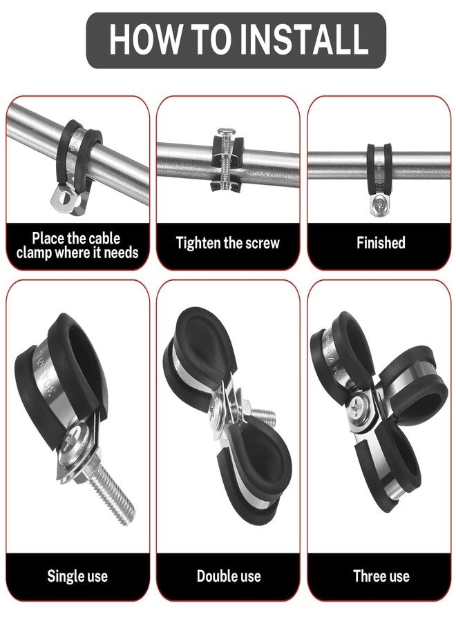 SUNKOO 20pcs 5/8 inch (16mm) Cable Clamps, Stainless Steel Wire Clamps, Rubber Cushioned Insulated Clamp Metal Conduit Clamp for Pipes, Tubes, Hose, Wiring, Cables - Image 4
