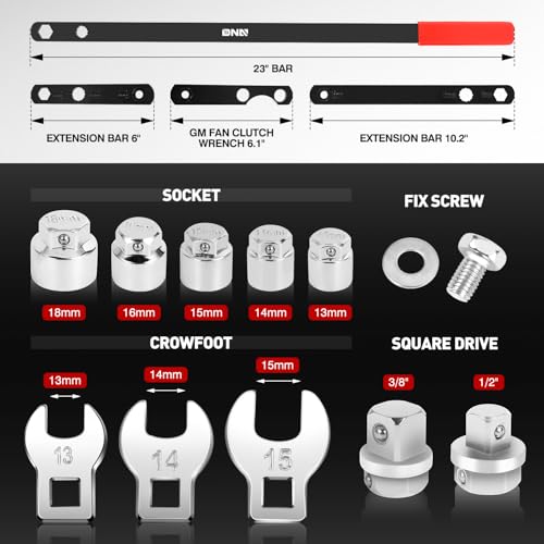 DNA MOTORING 16pc Serpentine Belt Tool Set Install Remove Serpentine Belts For Spring Loaded With Case TOOLS00539 - Image 3