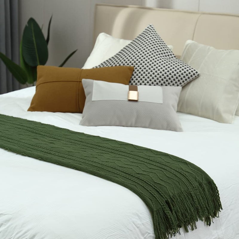 CREVENT Knitted Decorative Throw Blanket for Couch Sofa Chair Bed，Soft Warm Cozy Light Weight for Spring Summer (50''X60'' Forest Green Christmas Green) - Image 4