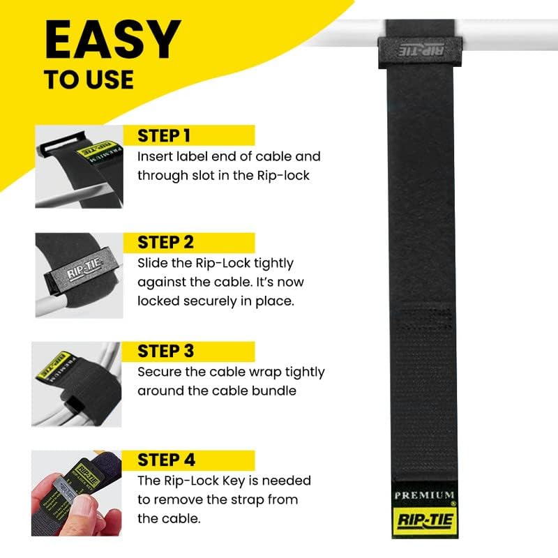 Rip-Tie RIPTIE 1 x 65 RipLock CableWrap Cable Tie Perfect for Heavy Duty Cables 10 Pack Black - Image 3