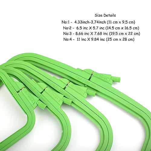Nurge Green 4 Pcs Set Plastic Square Embroidery Hoop, Cross Stitch Hoops, Punch Needle Hoop (4 Pcs) - Image 2