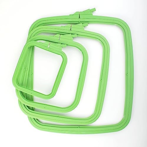 Nurge Green 4 Pcs Set Plastic Square Embroidery Hoop, Cross Stitch Hoops, Punch Needle Hoop (4 Pcs) - Image 3