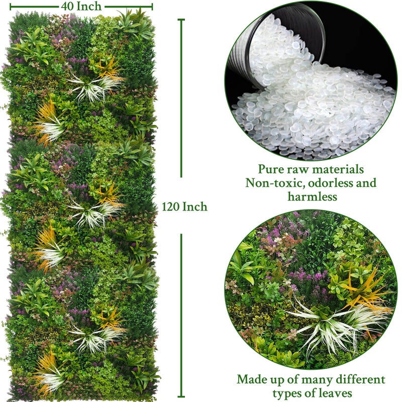 ODTORY Artificial Greenery Grass Wall Panels: 40'' x 120'' UV-Anti Faux Greenery Ivy Privacy Fence Screen Backdrop Boxwood Vine Leaf Hedges for Patio, Balcony, Garden, Green Decor - Image 2