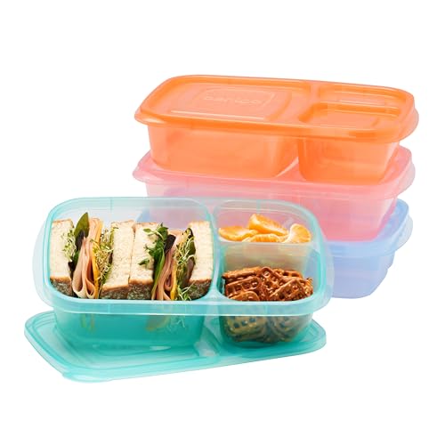 Bentgo Easyboxes - Original Stackable Lunch Boxes - Reusable 3-Compartment Food Containers for Kids and Adults - Bento Lunch Box for Meal Prep, School, & Work - BPA Free, Set of 4 (Pastels) - Image 1