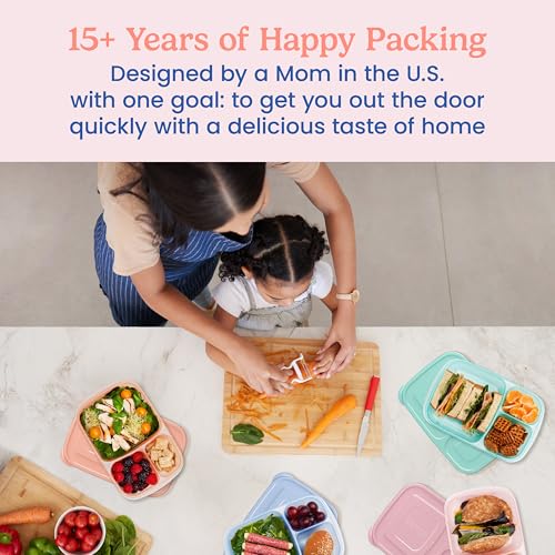 Bentgo Easyboxes - Original Stackable Lunch Boxes - Reusable 3-Compartment Food Containers for Kids and Adults - Bento Lunch Box for Meal Prep, School, & Work - BPA Free, Set of 4 (Pastels) - Image 4