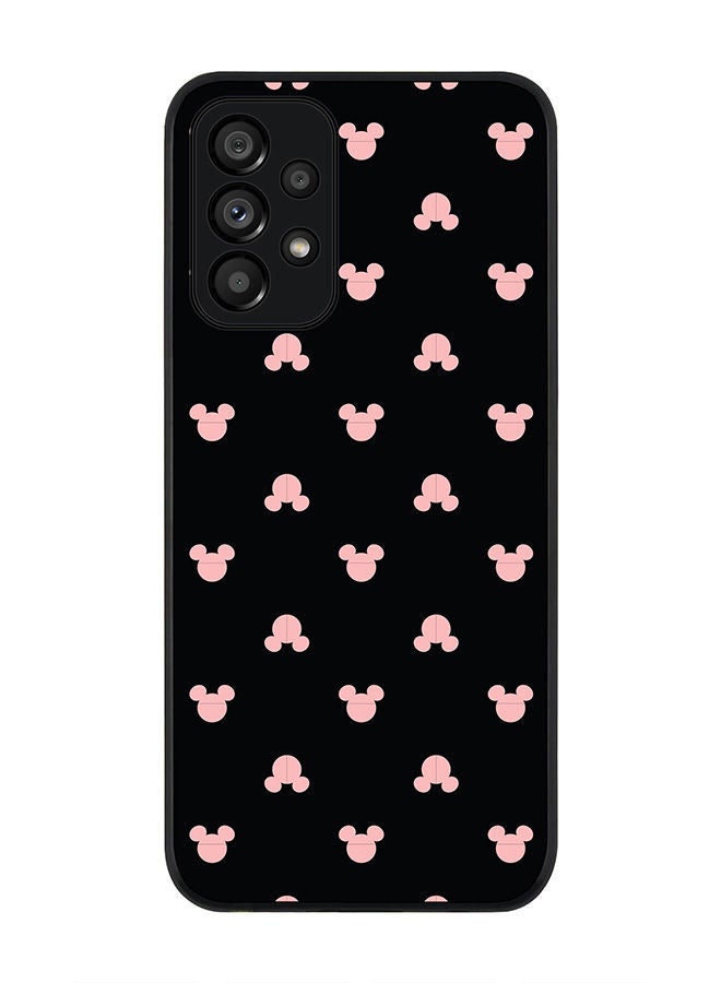 Stylizedd حافظة حواف سوداء متينة لهاتف سامسونج جالاكسي A73 5G - حافظة مرنة من المطاط مع طباعة ميكي - Image 1