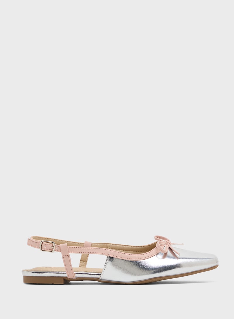 Ginger Sling Back Ballerina Flat With Bow  - Image 1