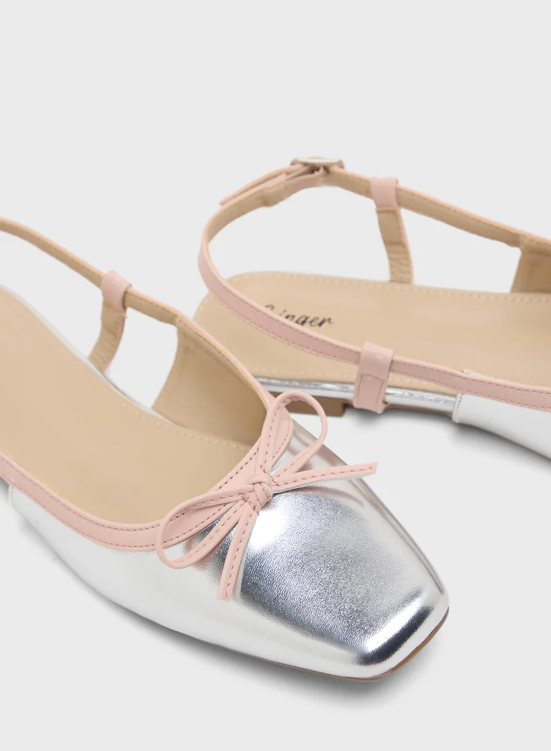 Ginger Sling Back Ballerina Flat With Bow