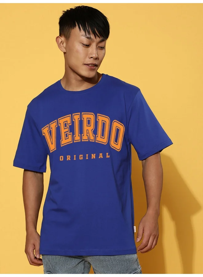 فيردو Veirdo® Pure Cotton Green, Royal Blue, Red & Swan White Oversized Fit Typographic Printed Half Sleeve T-Shirt for Men & Boys (OS_100_VDORGNL_RB_M)