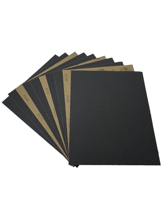AutKerige 150 Grit Wet Dry Sandpaper, 9 x 11 Inch Sanding Sheets, 10PCS Premium Silicon Carbide Sand Paper for Wood Metal Ceramic or Auto Polishing and Scratches Removing - Image 1