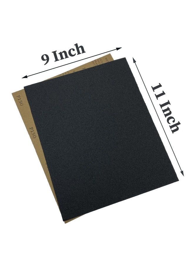 AutKerige 150 Grit Wet Dry Sandpaper, 9 x 11 Inch Sanding Sheets, 10PCS Premium Silicon Carbide Sand Paper for Wood Metal Ceramic or Auto Polishing and Scratches Removing - Image 2