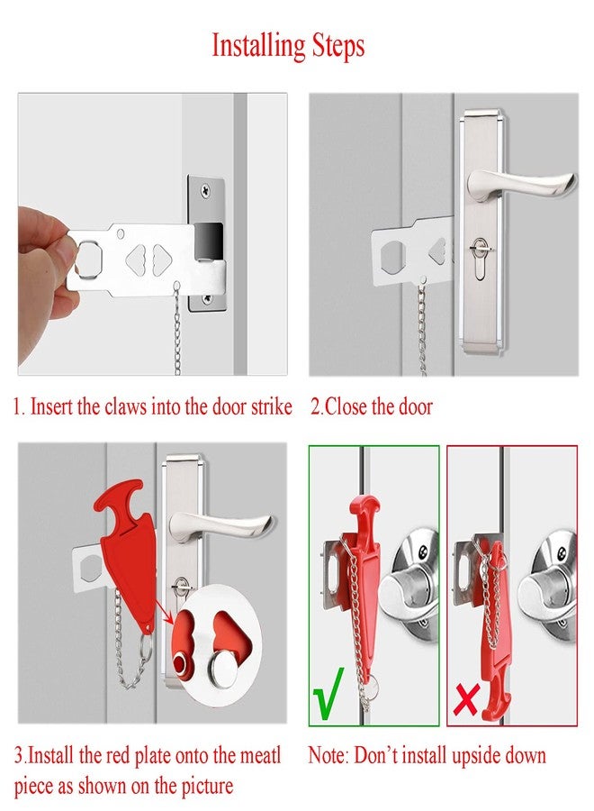 MIMIRACLE Portable Door Lock for Hotel Home Apartment, Door Blocker Security No Drill Door Lock for Privacy and Safety Portable Safety Locks for Kid Women - Image 4
