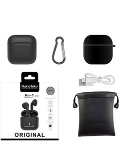 HainoTeko Air-1 Mini Wireless Bluetooth Earbuds Apple & Android Compatibility Built-in Microphone True Wireless Earbuds in-Ear Bluetooth Headphones Earphones Auto Power On/Off Touch Control Super Clear Mic Black  - Image 3