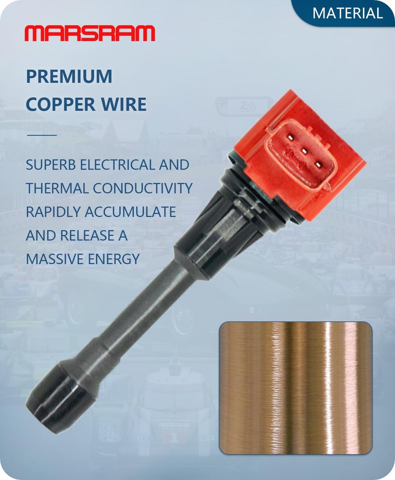 Marsram Ignition Coil Pack UF549 for 2007 2008 2009 2010 2011 2012 Nissan Altima Versa Sentra Cube NV200 Rogue 2013 2014 2015 Infiniti M56 FX50 QX60 2.5L 2.0L 1.8L Replace for C1696 4pcs - Image 4