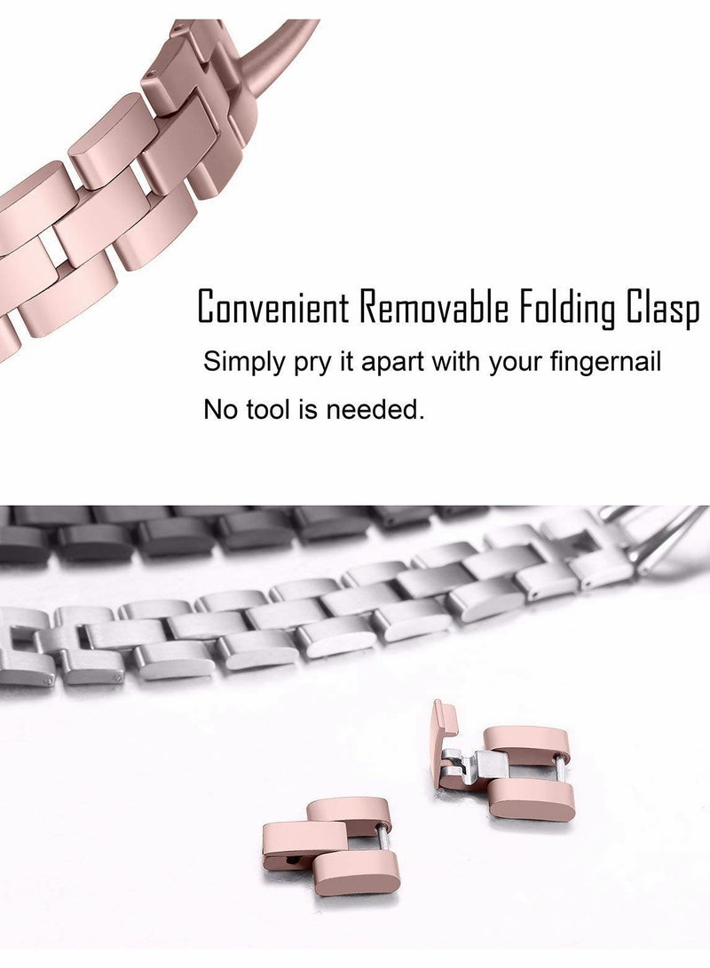 SOLARAE Stainless Steel Diamond X-Shape Bracelet Watch Band for Apple Watch Series 4, iWatch SE, Adjustable Replacement Strap Wristband Jewelry Accessory - Image 3