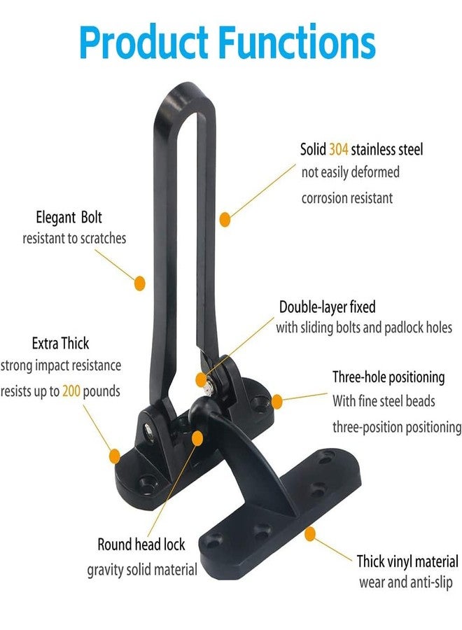SANTALON Heavy Duty Stainless Steel Flip Latch - Rustproof Security Bolt for Doors, Gates, Windows, Cabinets & Barns | Easy Installation, Weather-Resistant Lock (Black, Swing Bar Door Latch) - Image 2